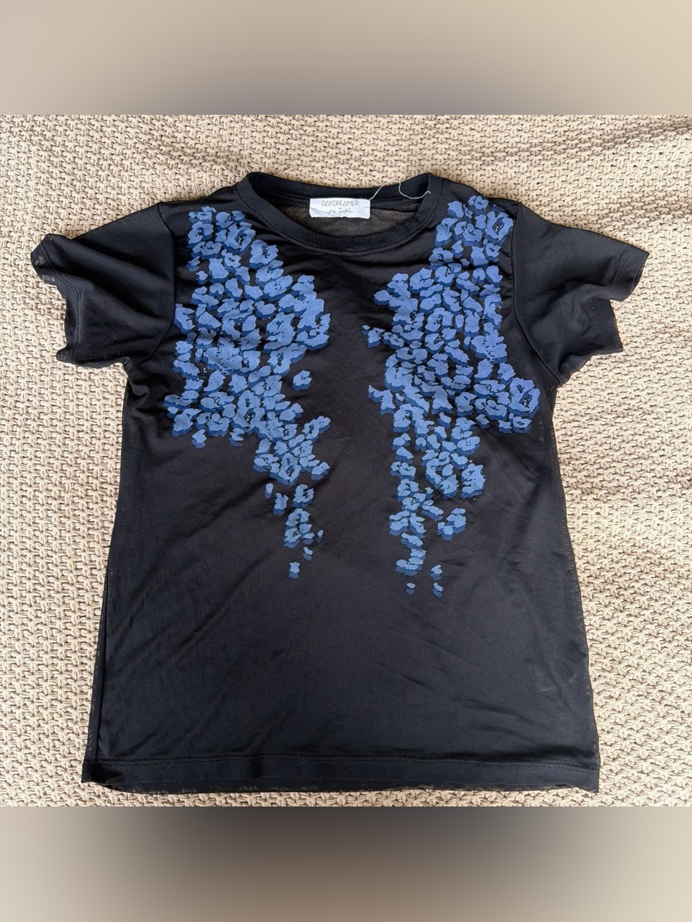 Daydream for Free People Black & Blue Abstract Print Mesh Top